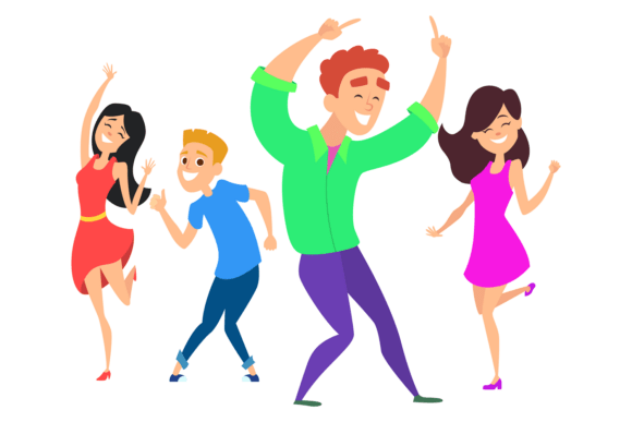 Dancing People. Happy Active Cartoon Cha: A Lively Embroidery Design for Playful Projects