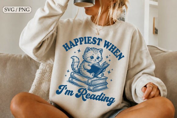Happier When I'm Reading SVG, Funny Cat