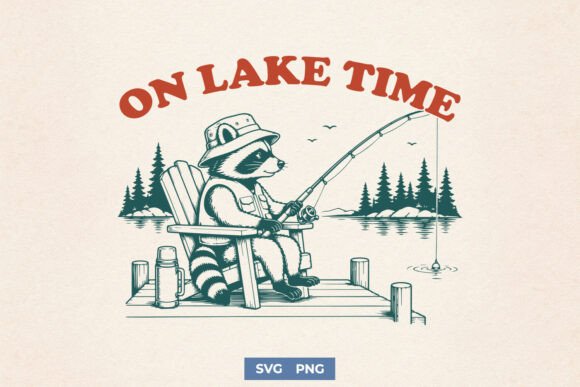 On Lake Time SVG: A Raccoon’s Guide to Lake Life Embroidery