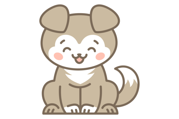 Reviewing Dog Laughing. Cute Funny Pet Kawaii Draw for Real Embroidery Projects